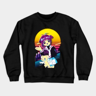 Classic Art Sakura Cute Girl Japanese Manga Crewneck Sweatshirt